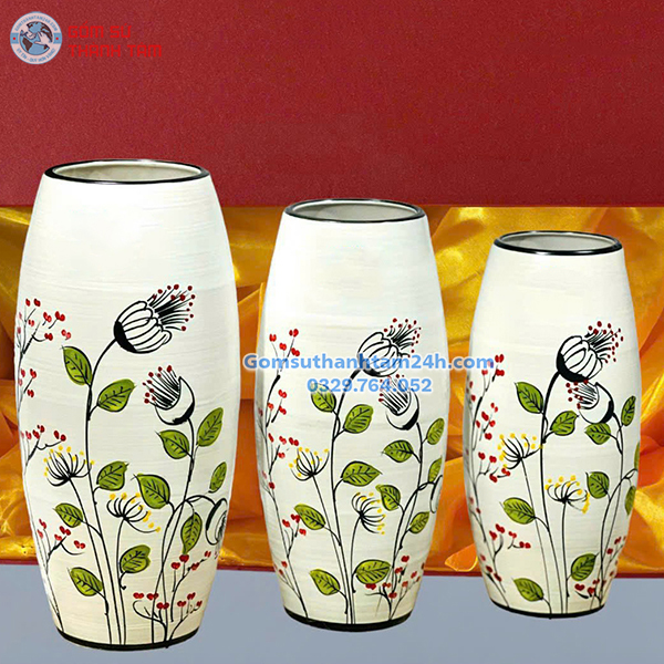 BÌNH HOA VẼ TAY CAO CẤP DÁNG BOM