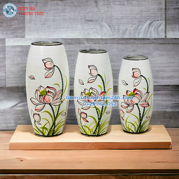 BÌNH HOA VẼ TAY CAO CẤP DÁNG BOM