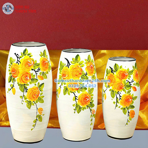 BÌNH HOA VẼ TAY CAO CẤP DÁNG BOM
