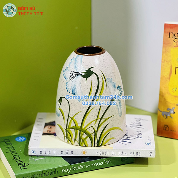 BÌNH HOA VẼ TAY CAO CẤP DÁNG CHUÔNG NHỎ
