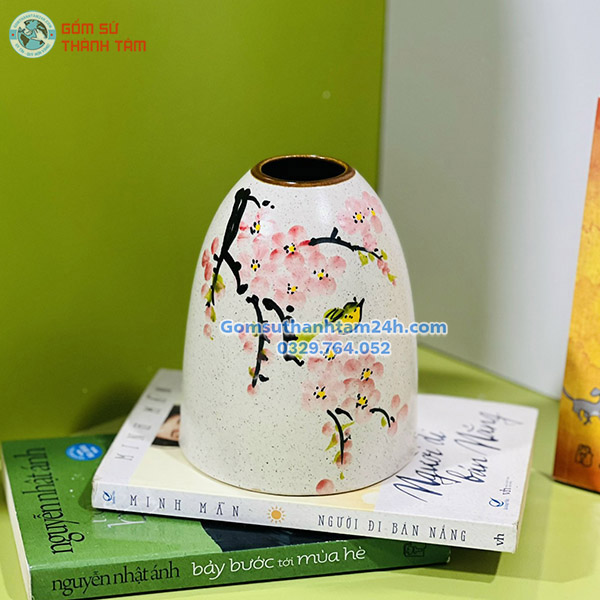 BÌNH HOA VẼ TAY CAO CẤP DÁNG CHUÔNG NHỎ