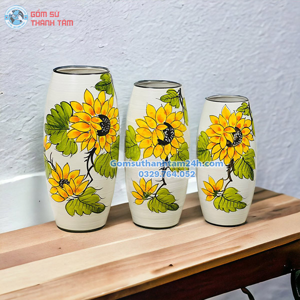 BÌNH HOA VẼ TAY CAO CẤP DÁNG BOM