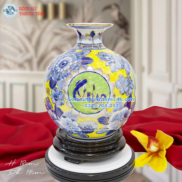 BÌNH HÚT LỘC VÀNG HOA VĂN VÀNG KIM PHÚ QUÝ TÀI LỘC