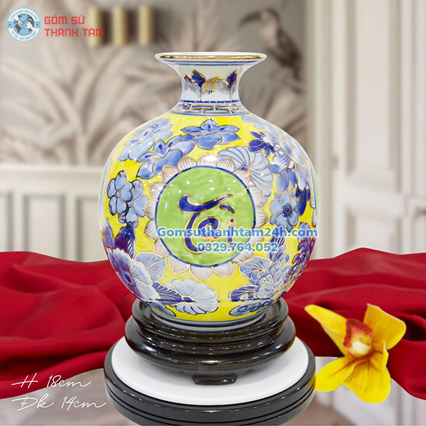 BÌNH HÚT LỘC VÀNG HOA VĂN VÀNG KIM PHÚ QUÝ TÀI LỘC