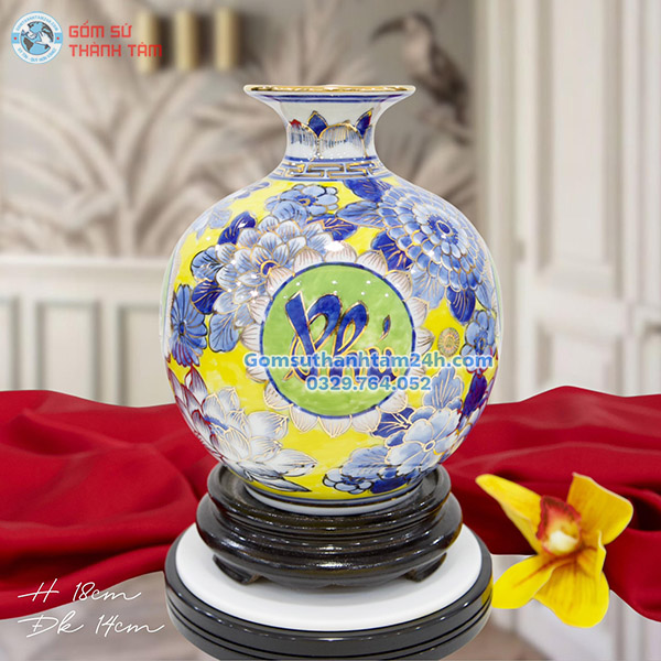 BÌNH HÚT LỘC VÀNG HOA VĂN VÀNG KIM PHÚ QUÝ TÀI LỘC