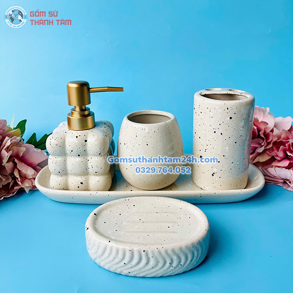 Bình sứ đựng sữa tắm dầu gội dáng vuông