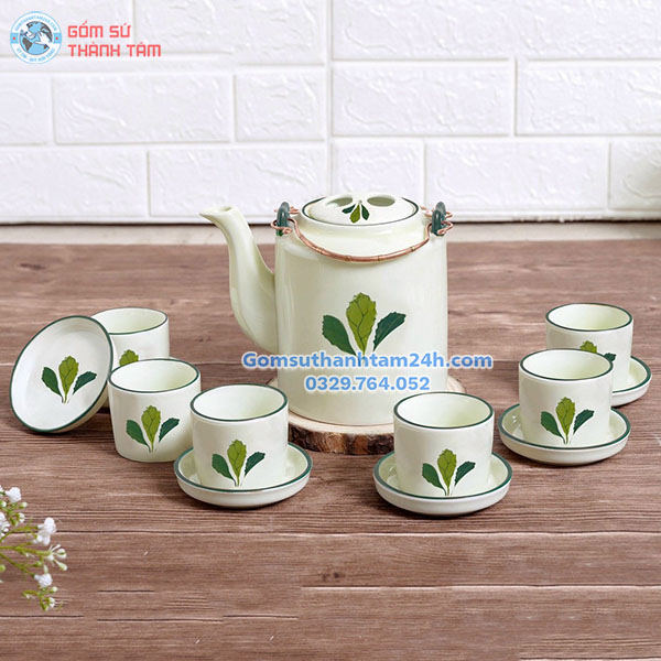 BỘ ẤM TÍCH MEN TRẮNG IN LOGO ĐẸP, BỀN MÀU