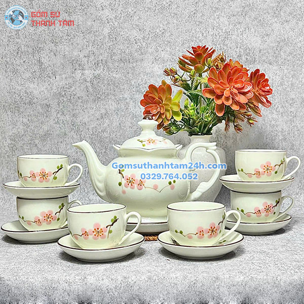 ẤM CHÉN HOẠ TIẾT MEN TRẮNG IN LOGO CHẤT LƯỢNG, GIÁ TỐT