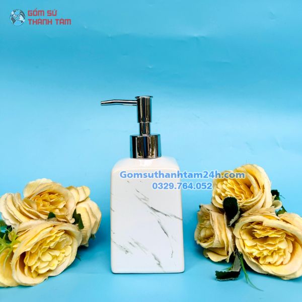 BÌNH GỐM ĐỰNG DẦU GỘI SỮA TẮM HÌNH VUÔNG