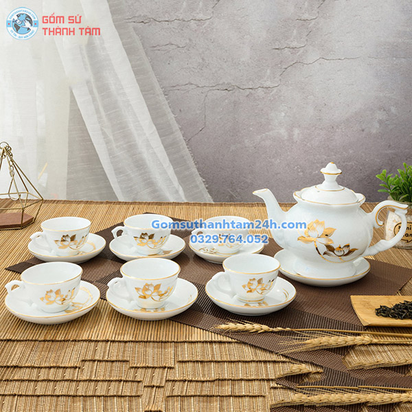 BỘ ẤM CHÉN TRẮNG IN LOGO CAO CẤP CHO DOANH NGHIỆP