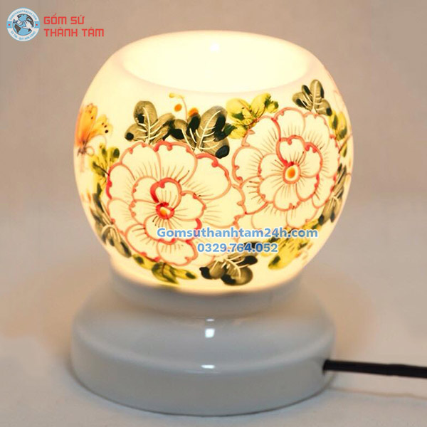 ĐÈN ĐỐT TINH DẦU BẰNG ĐIỆN DÁNG TRÒN VẼ CẢNH ĐẸP MẮT