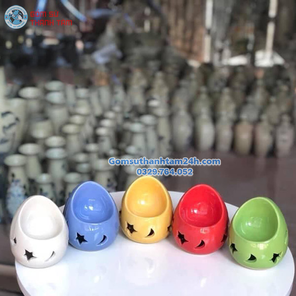 ĐÈN ĐỐT TINH DẦU BẰNG NẾN NHIỀU MÀU SẮC DÁNG TRỨNG
