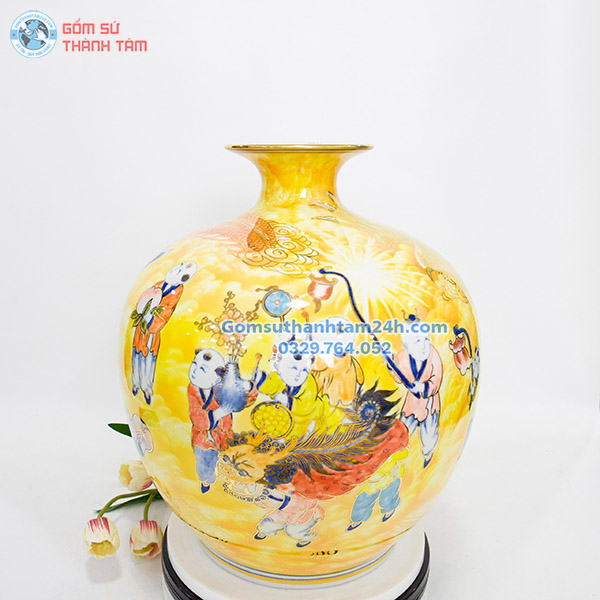 BÌNH HÚT LỘC VÀNG HOA VĂN VÀNG KIM BÁCH NHI BÁCH PHÚC