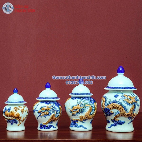 CHOÉ THỜ&nbsp;MEN XANH ĐẮP NỔI THỦ CÔNG TRUYỀN THỐNG