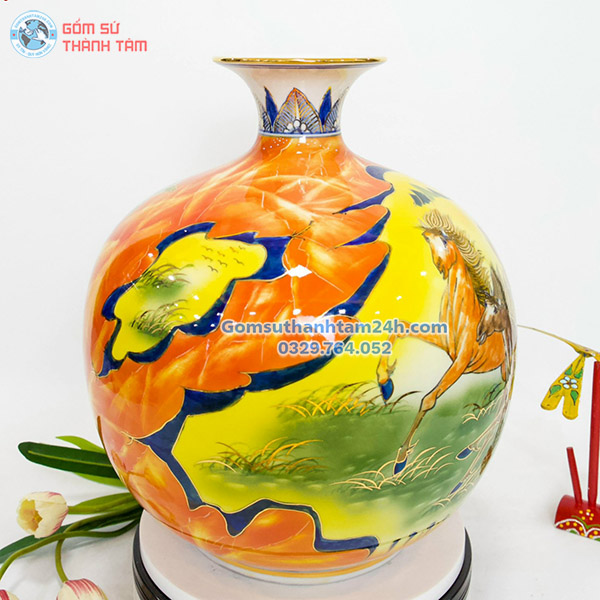 BÌNH HÚT LỘC VÀNG HOA VĂN VÀNG KIM MÃ ĐÁO THÀNH CÔNG