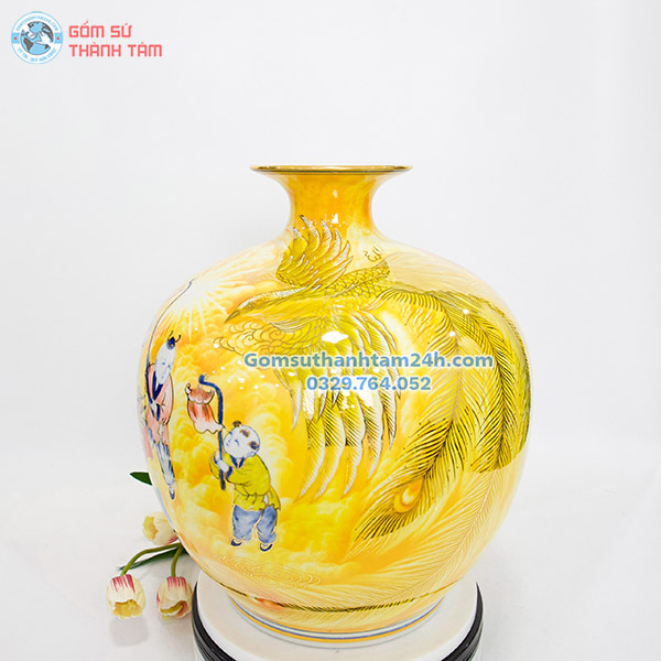 BÌNH HÚT LỘC VÀNG HOA VĂN VÀNG KIM BÁCH NHI BÁCH PHÚC