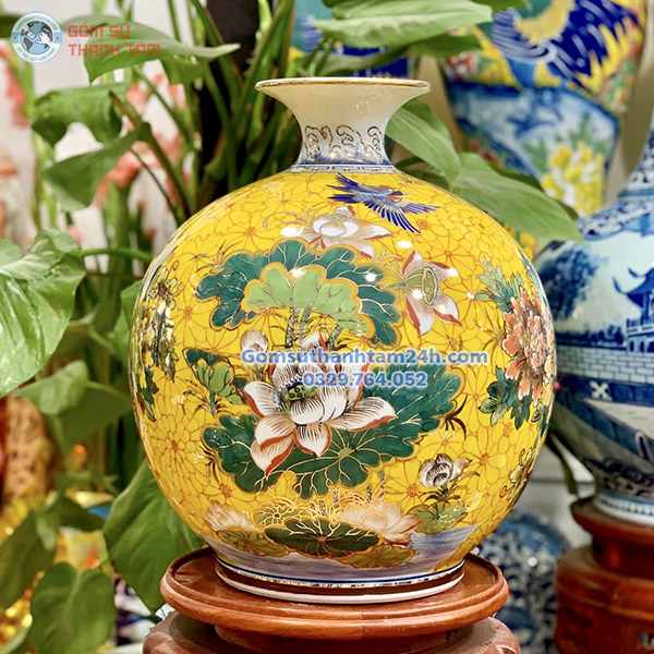 BÌNH HÚT LỘC VÀNG HOA VĂN VÀNG KIM PHƯỢNG