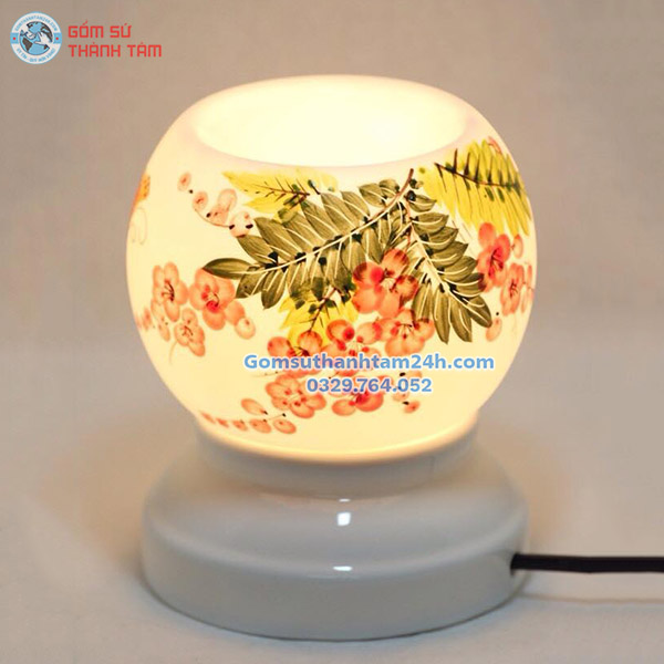 ĐÈN ĐỐT TINH DẦU BẰNG ĐIỆN DÁNG TRÒN VẼ CẢNH ĐẸP MẮT