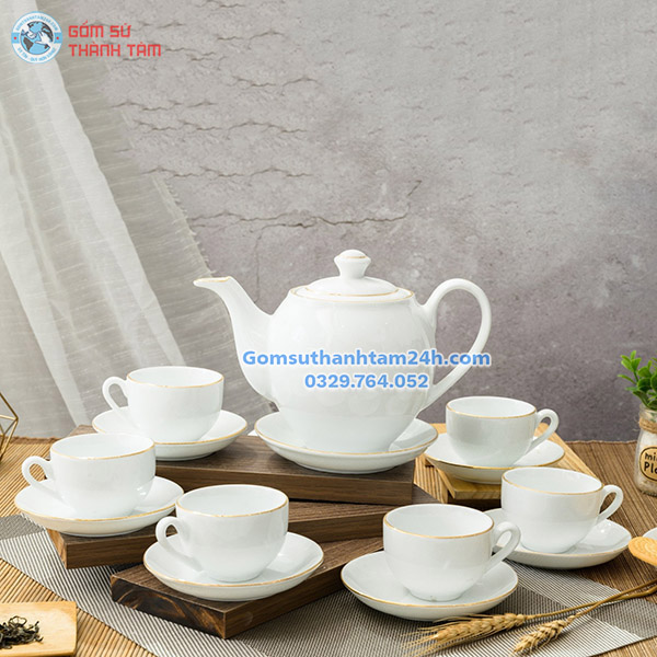 CHÉN TRẮNG IN LOGO VIỀN VÀNG CAO CẤP, SANG TRỌNG