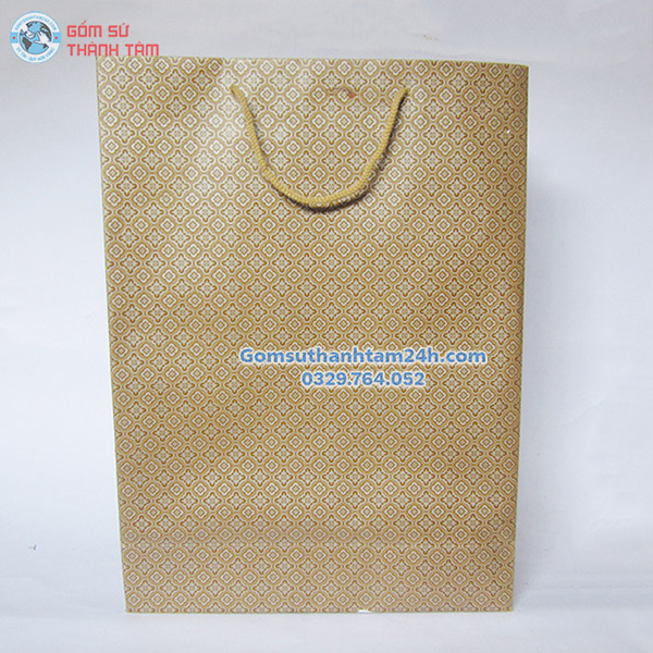 TÚI XÁCH GIẤY MÀU NÂU NHIỀU HOẠ TIẾT HOA VĂN ĐẸP