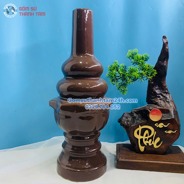 HỒ LÔ THU LỒI MÀU NÂU GỐM SỨ ĐẸP MẮT