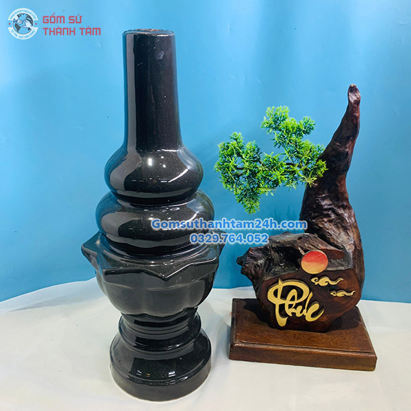 HỒ LÔ THU LÔI GỐM SỨ MÀU ĐEN BÓNG&nbsp;