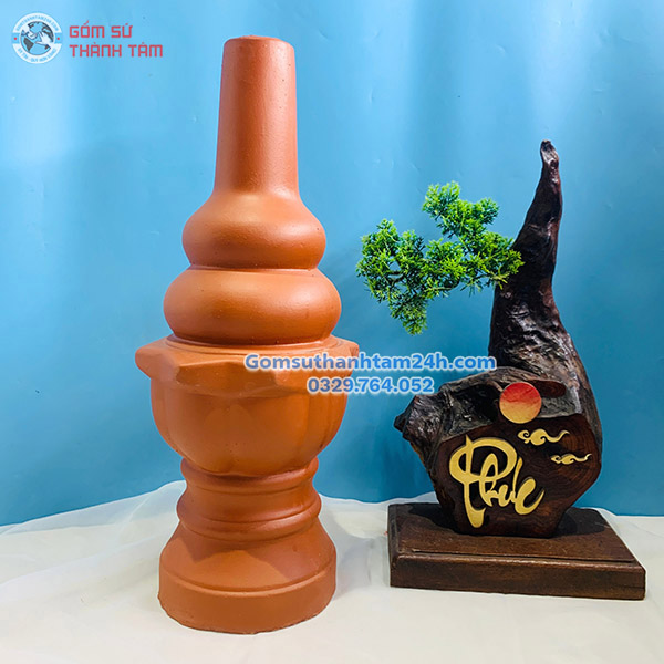 HỒ LÔ THU LÔI GỐM SỨ MÂU NÂU ĐỎ MEN LÌ