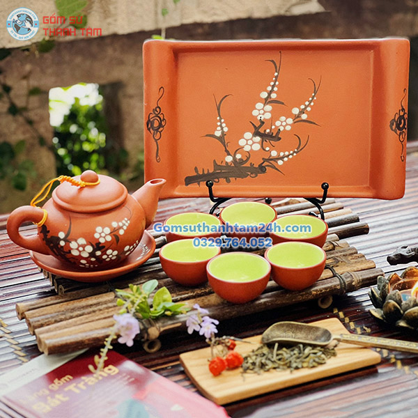 ẤM CHÉN TỬ SA HOA ĐÀO TRẮNG, THỦ CÔNG TỈ MỈ, GIÁ TRỊ CAO