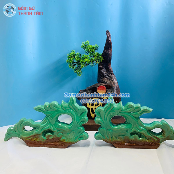 KÌM NÓC ĐAO XANH GỐM SỨ TRANG TRÍ NÓC MÁI NHÀ ĐÌNH CHÙA