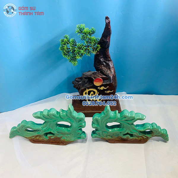 KÌM NÓC ĐAO XANH GỐM SỨ TRANG TRÍ NÓC MÁI NHÀ ĐÌNH CHÙA