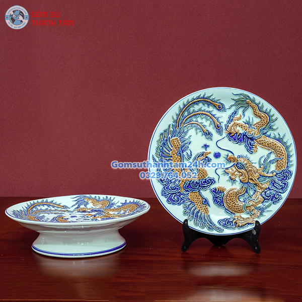 MÂM BỒNG MEN XANH ĐẮP NỔI CAO CẤP, HOẠ TIẾT TỈ MỈ