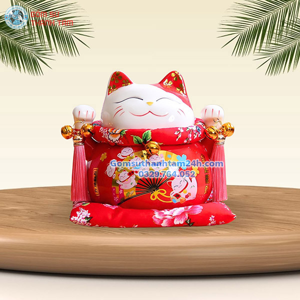 MÈO THẦN TÀI TIẾT KIỆM 18CM HÌNH QUẠT NHƯ Ý