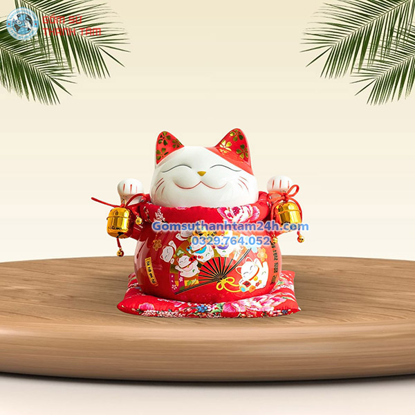 MÈO THẦN TÀI TIẾT KIỆM 18CM HÌNH QUẠT NHƯ Ý