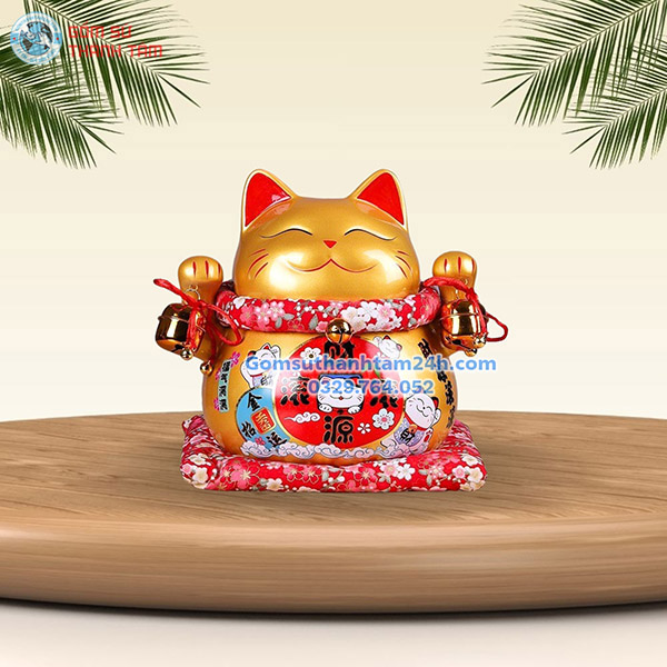 MÈO THẦN TÀI TIẾT KIỆM 18CM MÀU VÀNG KIM TÀI LỘC