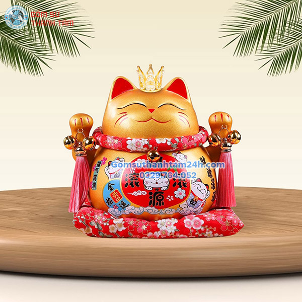 MÈO THẦN TÀI TIẾT KIỆM 18CM MÀU VÀNG KIM TÀI LỘC