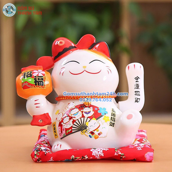 MÈO THẦN TÀI VẪY TAY 16CM CẦM BÚA VẬN DÙNG PIN