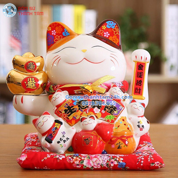 MÈO THẦN TÀI VẪY TAY 25CM CẦN TÚI VÀNG, TAI HOA