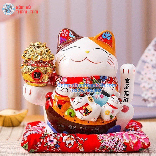 MÈO THẦN TÀI VẪY TAY 20CM THIÊN KIM VẠN LƯỢNG