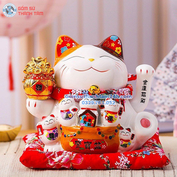 MÈO THẦN TÀI VẪY TAY 20CM THIÊN KIM VẠN LƯỢNG