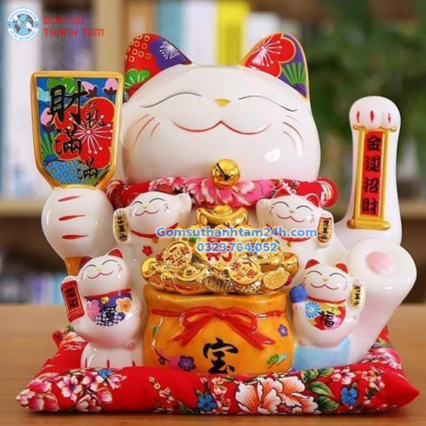 MÈO THẦN TÀI VẪY TAY CAO 25CM DÙNG PIN VÀ ĐIỆN, NHIỀU MẪU MÃ