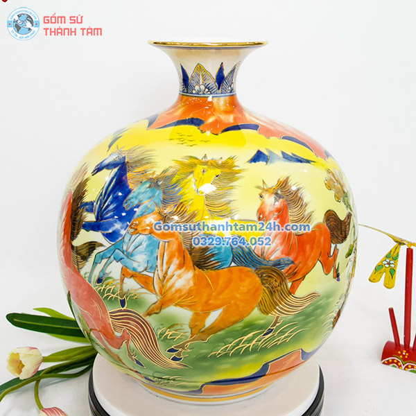 BÌNH HÚT LỘC VÀNG HOA VĂN VÀNG KIM MÃ ĐÁO THÀNH CÔNG