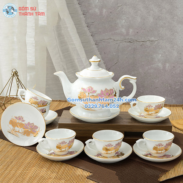 BỘ ẤM CHÉN TRẮNG IN LOGO CAO CẤP CHO DOANH NGHIỆP