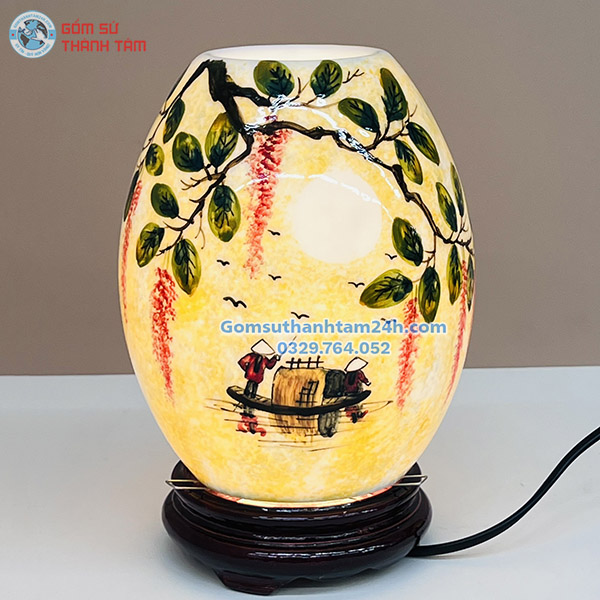 ĐÈN TINH DÂU BẰNG ĐIỆN VẼ CẢNH DÁNG TRỨNG