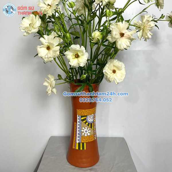 BÌNH HOA GỐM NÂU ĐỎ DÁNG LY ĐẸP MẮT, BỀN ĐẸP