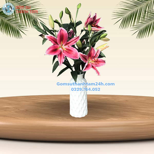 BÌNH HOA MEN TRẮNG VÂN XOẮN ĐỘC ĐÁO