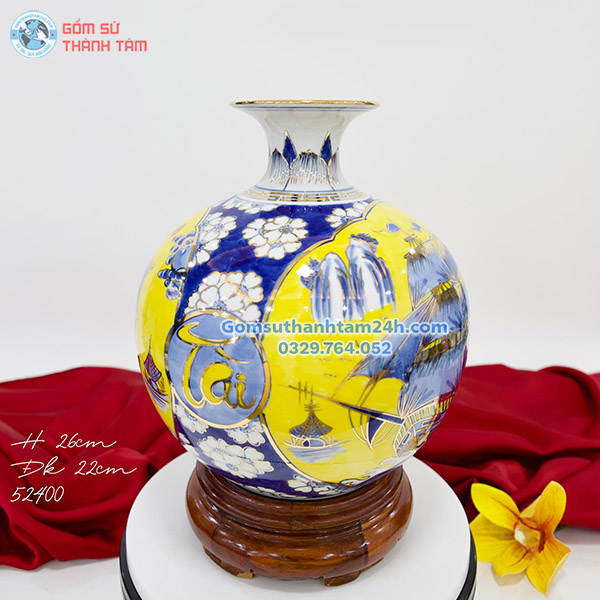 BÌNH HÚT LỘC VÀNG HOA VĂN VÀNG KIM THUẬN BUỒM XUÔI GIÓ