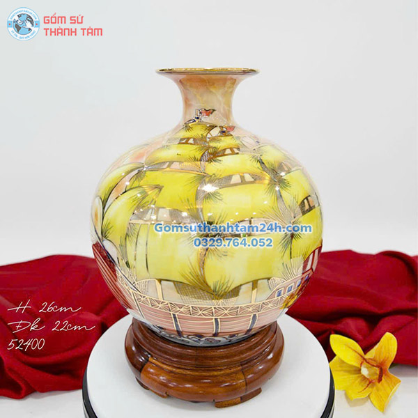 BÌNH HÚT LỘC ĐỎ HOA VĂN VÀNG KIM THUẬN BUỒM XUÔI GIÓ