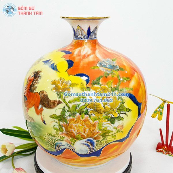 BÌNH HÚT LỘC VÀNG HOA VĂN VÀNG KIM MÃ ĐÁO THÀNH CÔNG