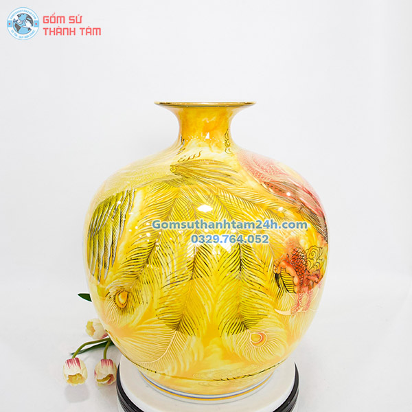 BÌNH HÚT LỘC VÀNG HOA VĂN VÀNG KIM BÁCH NHI BÁCH PHÚC