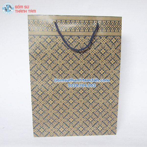 TÚI XÁCH GIẤY MÀU NÂU NHIỀU HOẠ TIẾT HOA VĂN ĐẸP